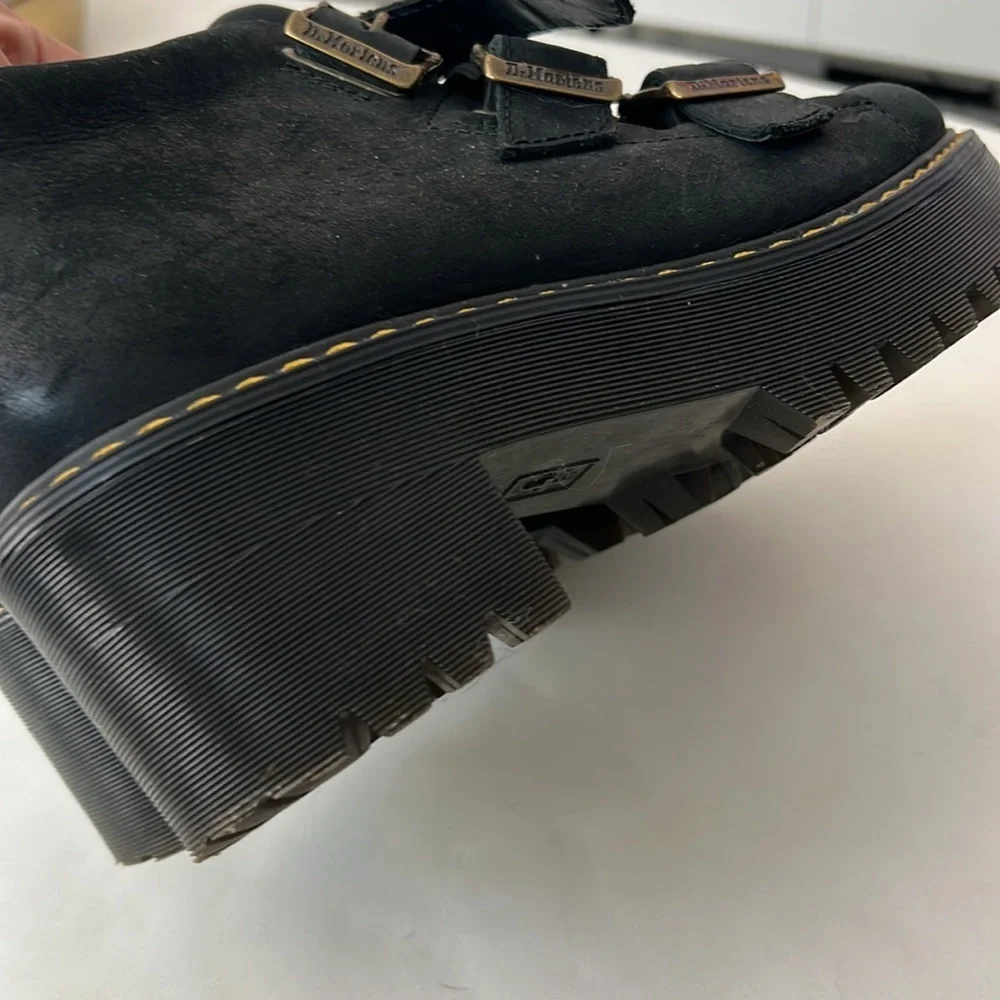 Dr. Martens COPPOLA WYOMING LEATHER HEELED Platform BOOTS Black US 7 $185